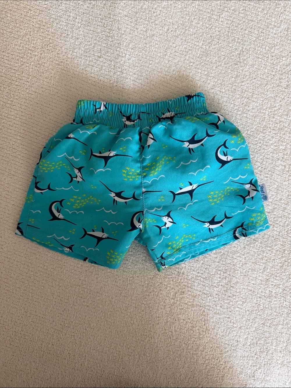 i play. Baby Turquoise Swim Shorts with Manta Ray Print